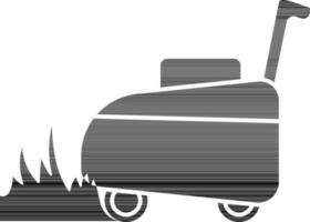 zwart en wit illustratie van gazon maaier icoon. vector