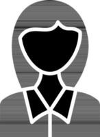 vrouw karakter icoon in zwart en wit kleur. vector