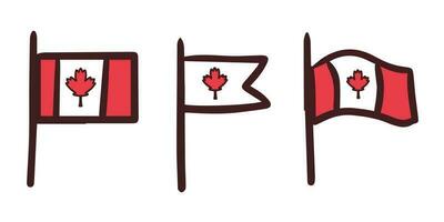 wigblad flagis. Canada dag. esdoorn- blad net zo een symbool. eerste van juli. de symboliek is rood en wit. tekening stijl. ansichtkaart, banier of poster. vector