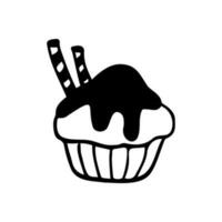 vector geïsoleerd beeld van een muffin. clip art in de stijl van doodles Aan een wit achtergrond.