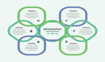 minimaal bedrijf infographics sjabloon. vector infographic met zes modern verbonden elementen. het kan worden gebruikt voor presentatie