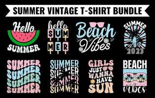 zomer wijnoogst t-shirt ontwerp bundel, strand t-shirt vector set, surfing t-shirt bundel