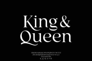 elegant luxe koning en koningin doopvont vector illustratie. wijnoogst alfabet typeset met afwisselend, aantal en kleine letters