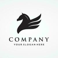 gemakkelijk gevleugeld paard of Pegasus logo sjabloon ontwerp met creatief idee. vector