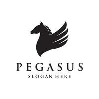 gemakkelijk gevleugeld paard of Pegasus logo sjabloon ontwerp met creatief idee. vector