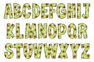 handgemaakt avocado brieven. kleur creatief kunst typografisch ontwerp vector