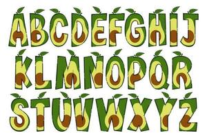 handgemaakt avocado brieven. kleur creatief kunst typografisch ontwerp vector