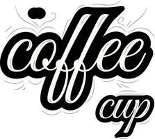 koffie kop typografie sticker vector