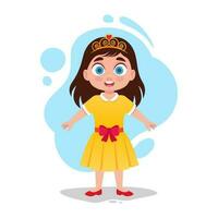 prinses in geel jurk, vector illustratie