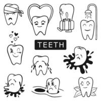 zieke en gezonde tanden vector