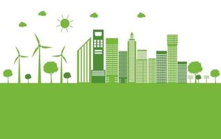 groene ecologiestad helpt de wereld met milieuvriendelijke conceptideeën vector