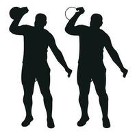 reeks silhouetten atleten gewicht lifter optillen Kettlebell, gewichten. gewicht hijsen. trekken, duw, bank druk op vector