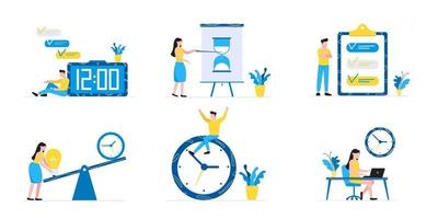 6 effectieve planning time management business concept set vector