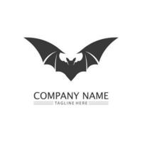 vleermuis logo dier en vector, vleugels, zwart, halloween, vampier, gothic, illustratie, ontwerp vleermuis icoon vector