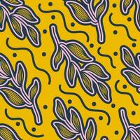 naadloos bloemen patroon in retro 90s stijl. schattig botanisch hedendaags patroon. modieus en groovy grafiek voor mode, behang, omhulsel papier, achtergrond, afdrukken, kleding stof, textiel en kleding vector