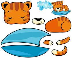 vector illustratie van tekenfilm kat slaap Aan kussen. uitknippen en lijmen