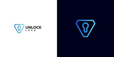 logo voor een web3 blockchain ontwikkeling bureau. ontgrendelen logo met v schild sleutelgat. veiligheid gegevens logo. vector