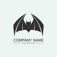 vleermuis logo dier en vector, vleugels, zwart, halloween, vampier, gothic, illustratie, ontwerp vleermuis icoon vector