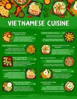 Vietnamees keuken menu bladzijde vector sjabloon