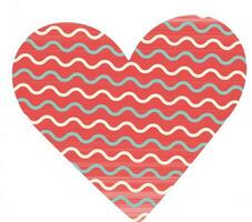 Golf patroon lijnen versierd hart in rood kleur. vector