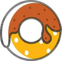 donuts icoon in geel en bruin kleur. vector