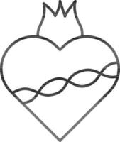 vlak stijl heilig hart icoon in lijn kunst. vector