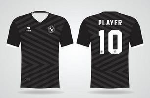 zwart sportshirt sjabloon voor teamuniformen en voetbal t-shirtontwerp vector