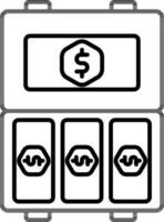 vlak stijl Open geld aktentas zak icoon in lijn kunst. vector