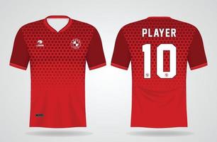 rode sportjersey sjabloon voor teamuniformen en voetbalt-shirtontwerp vector