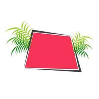 glanzend blanco roze lint versierd met groen bladeren. vector