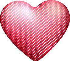 glanzend roze hart versierd door wit diagonaal gestript patroon. vector