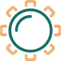 instelling of tandrad icoon in groen en oranje lijn kunst. vector