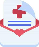 Gezondheid mail of envelop icoon in blauw en rood kleur. vector