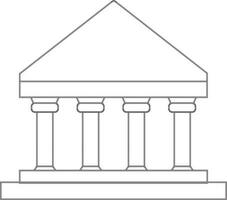 illustratie van een rechtbank gebouw in zwart lijn kunst. vector