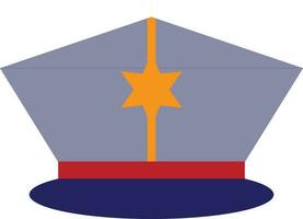 blauw en oranje Politie hoed met ster kenteken. vector