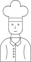 karakter van een chef in zwart lijn kunst. vector