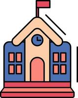 kleurrijk school- gebouw icoon in vlak stijl. vector
