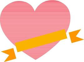 vlak roze hart met geel lintje. vector