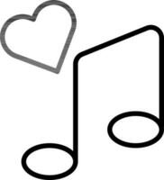 liefde lied of muziek- icoon in dun lijn kunst. vector