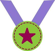 blauw, groen en roze lint met ster medaille. vector