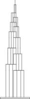 illustratie van burj khalifa icoon in dun lijn kunst. vector