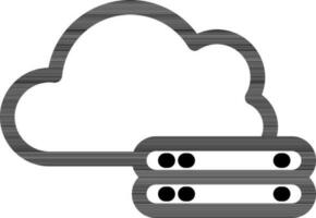 wolk met server icoon in lijn kunst. vector