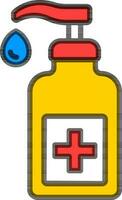 hand- wassen fles icoon in rood en geel kleur. vector