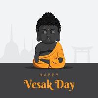 gelukkige vesak-dag meditatie baby monnik vector