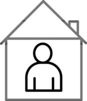 lijn kunst illustratie van Mens in huis icoon. vector