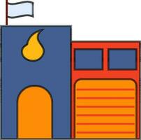 kleurrijk brand station in vlak stijl. vector