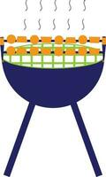 barbecue Aan rooster gemaakt door blauw en oranje kleur. vector