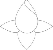 vlak stijl lotus knop in zwart lijn kunst. vector