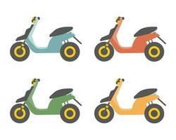 reeks van scooters, vervoer. pictogrammen in vlak stijl, vector