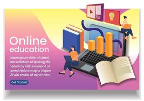 kleine mensen leren online eaducation online wedsite-ontwerp vector